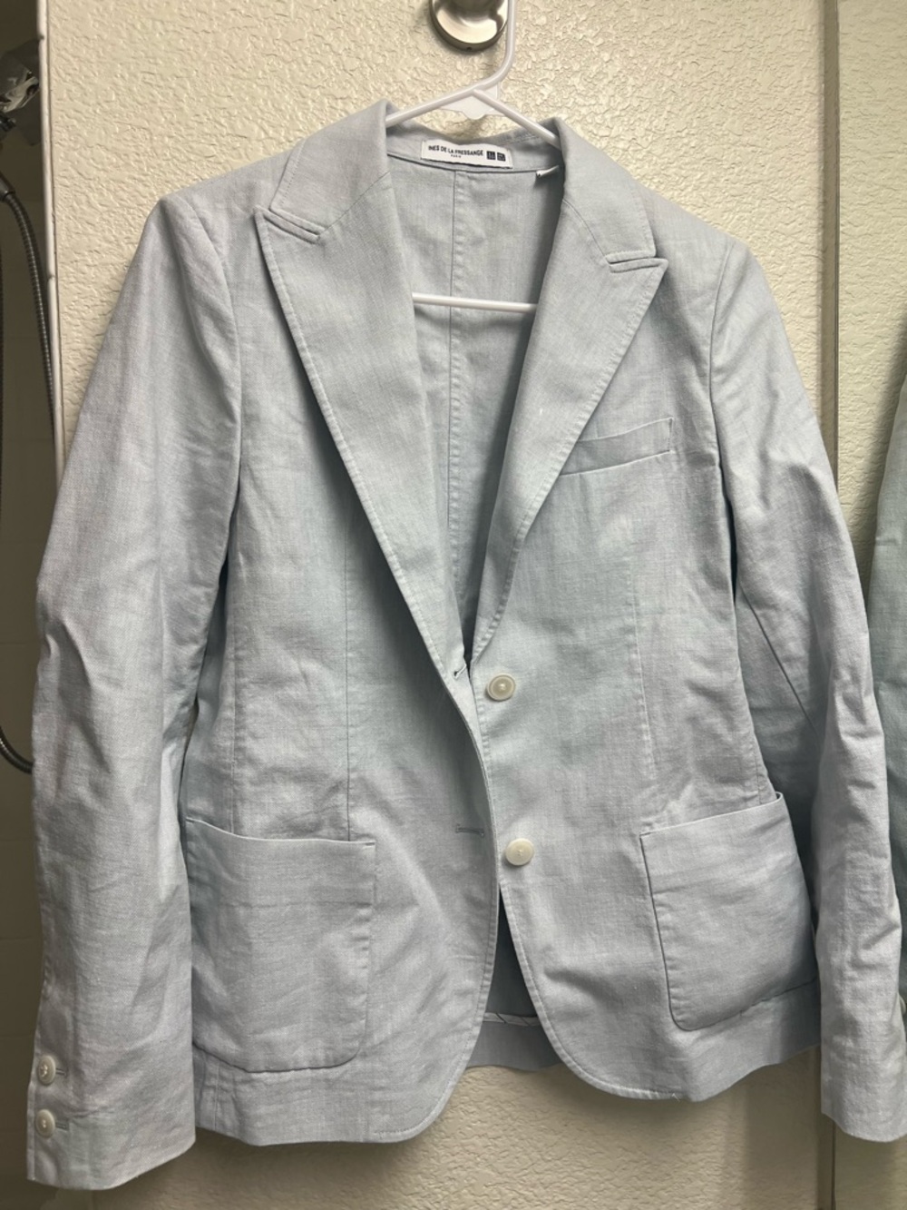 Uniqlo Light Blue Womens Linen-Blend Suit(blazer with pants)
